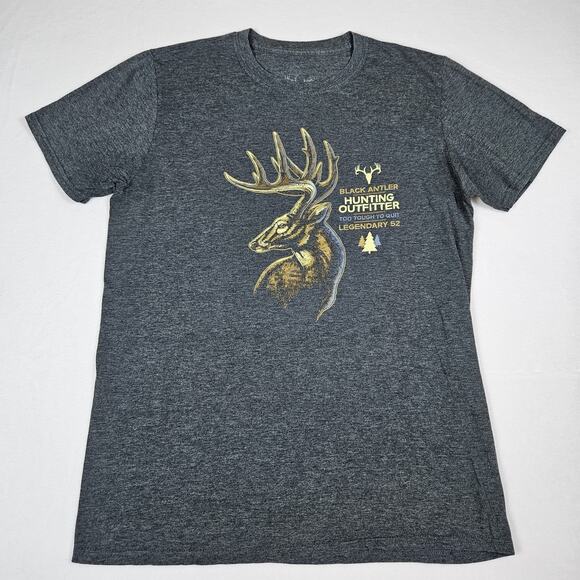 Black Antler Hunting T-Shirt Too Tough To Quit Gray Legendary 52 Outdoor Mens M - Picture 1 of 9